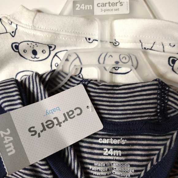 Carter's Baby boy 3-piece set, size 24 months, Blue, white and grey teddy bear - Picture 2 of 9